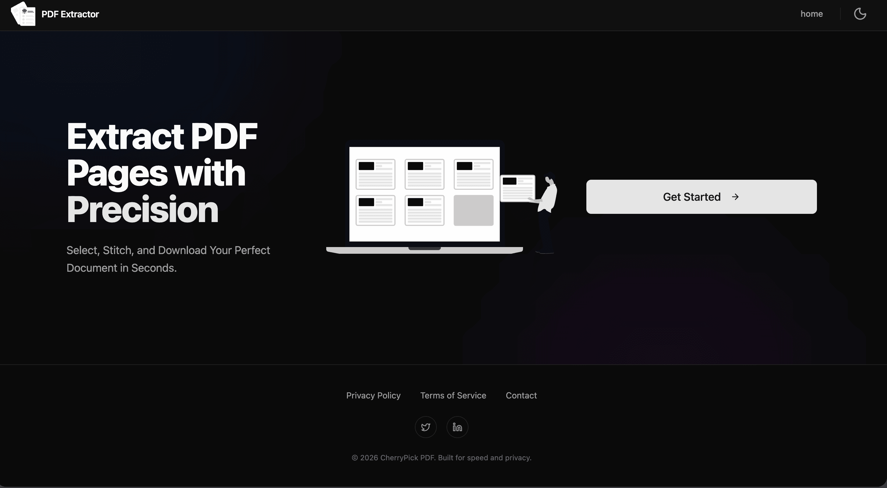 PDF Extraction application screenshot